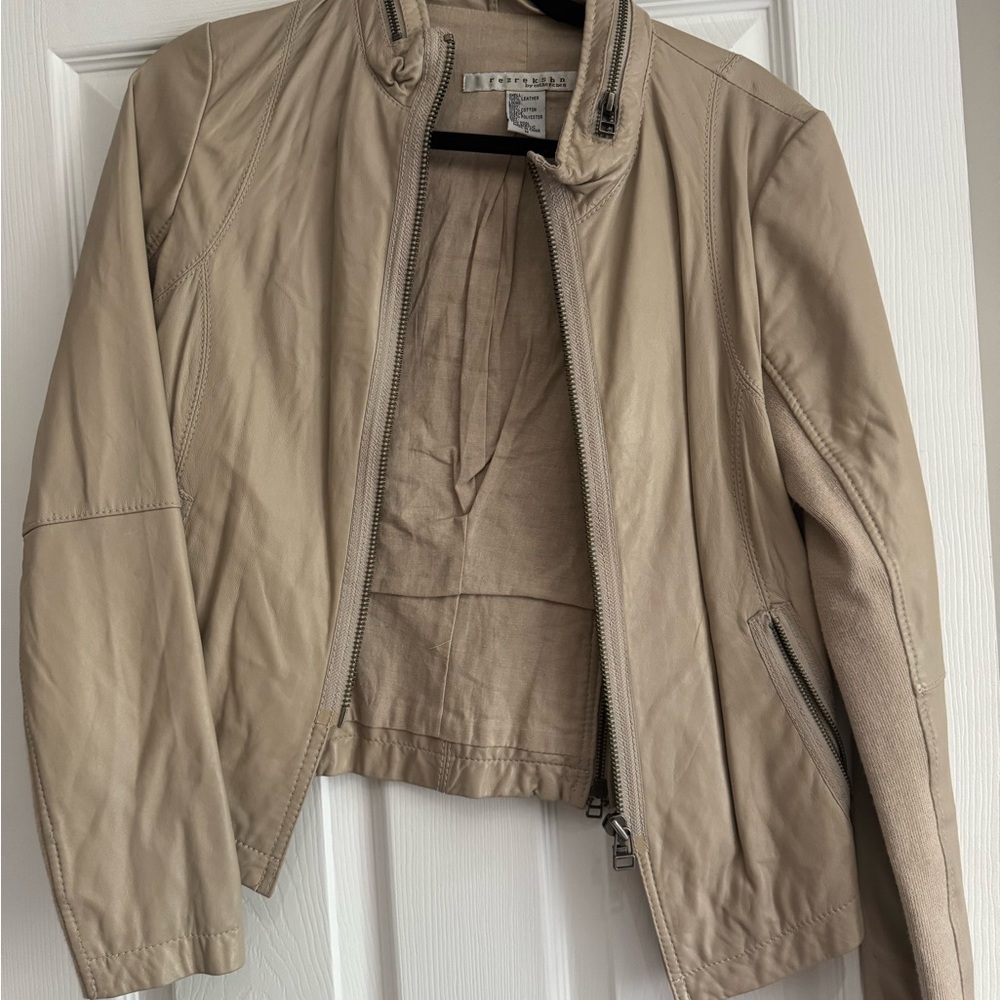 Women's Tan genuine leather Jacket-size M